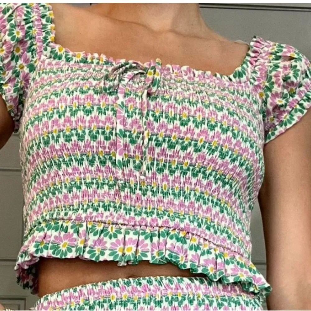 Zara Floral Smocked Top